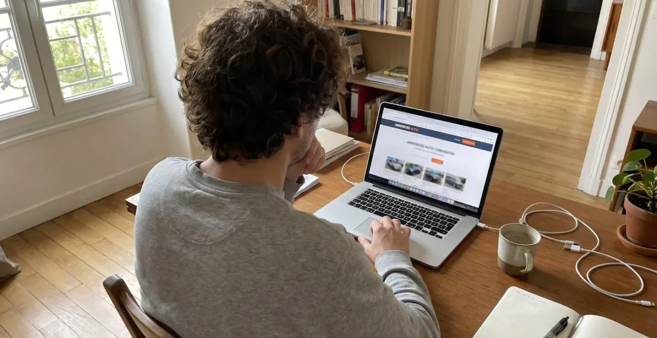 Personne consultant des annonces de voitures d