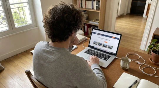 Personne consultant des annonces de voitures d